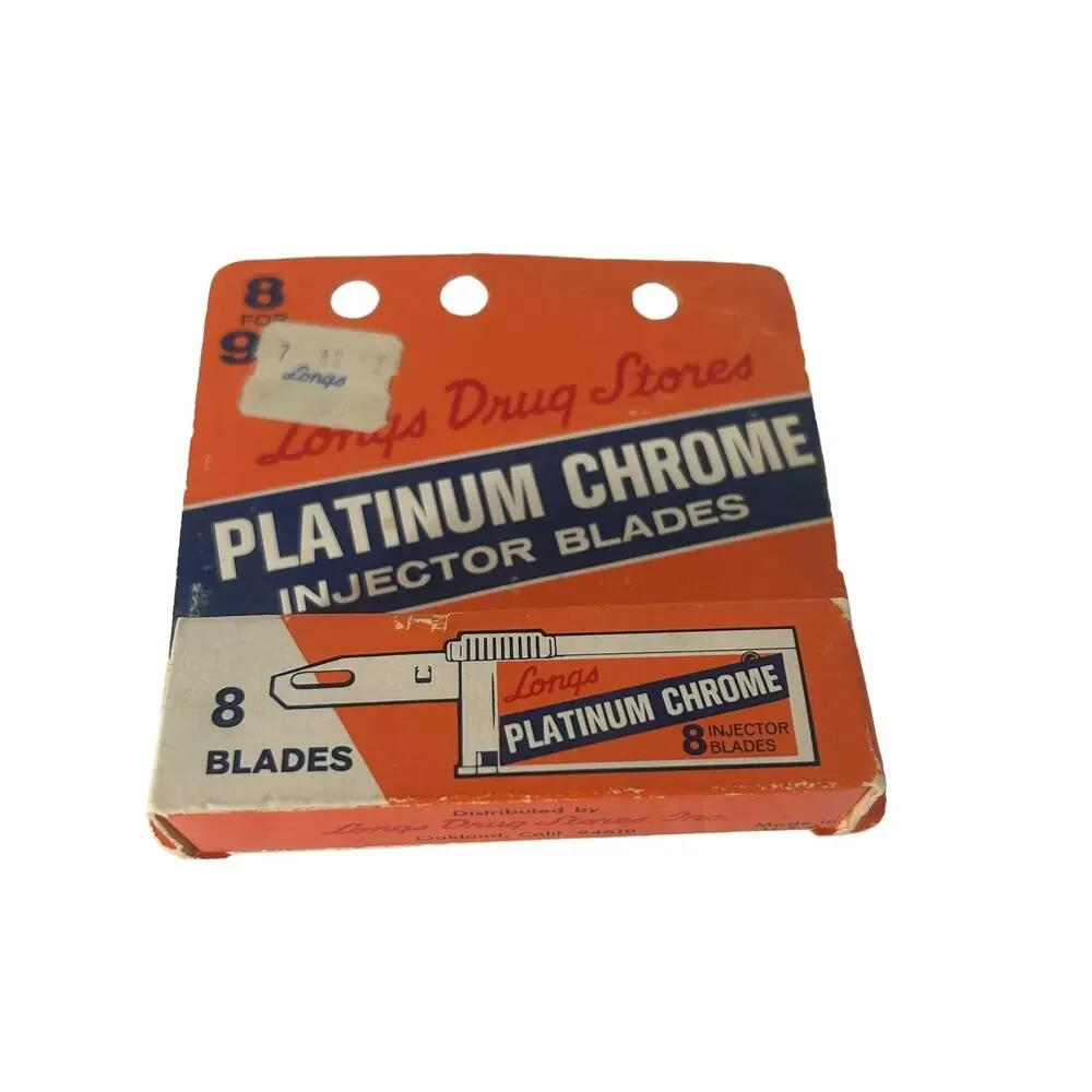 Vintage Platinum Chrome Injector Blades Longs Store 8 Blades New Sealed Rare